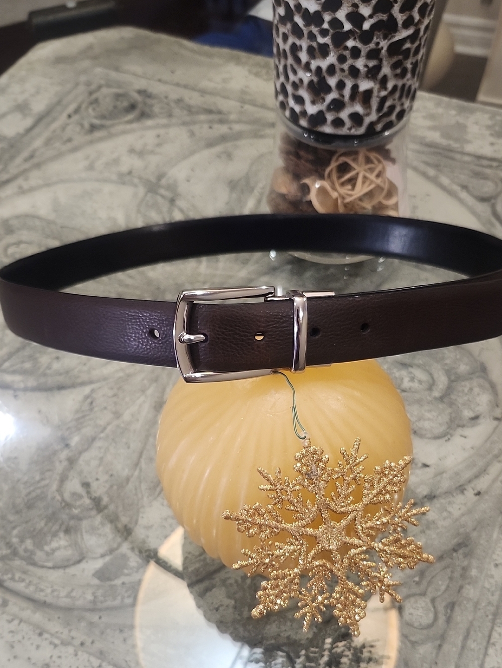 Ralph LAUREN men's Cowhide Leather Reversible Black And Brown Belt